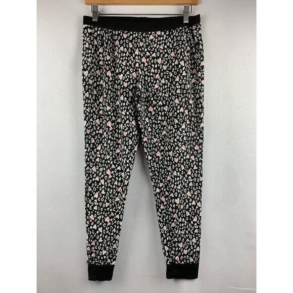 Cuddl Duds Womens Pajama Set S Black & Pink Heart Pattern - Picture 6 of 9